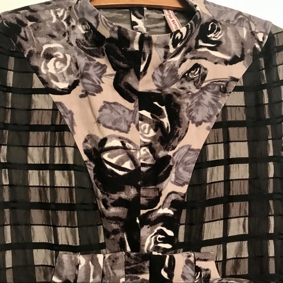 Antonio Marras Dark Floral Checkered Dress Sz 44 - Picture 4 of 15